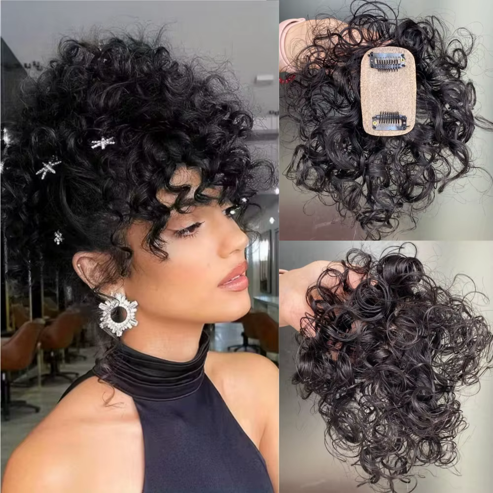 Cheveux bouclés Toppers pour femmes pince à cheveux humains en postiche avec Base en soie naturel no