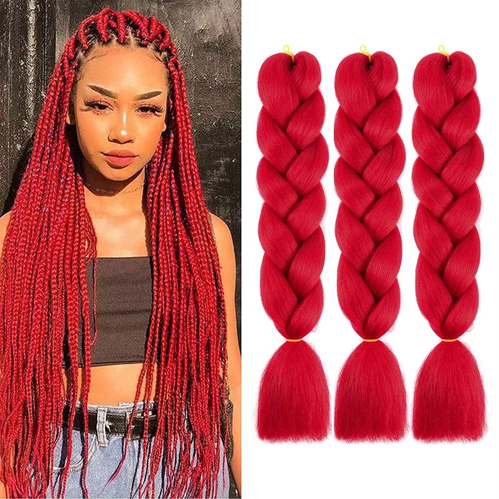 Extensions Capillaires Synthétiques Africaines Tressées Ombrées, 3 Pièces, Pré-Étirées, Haute Tempér