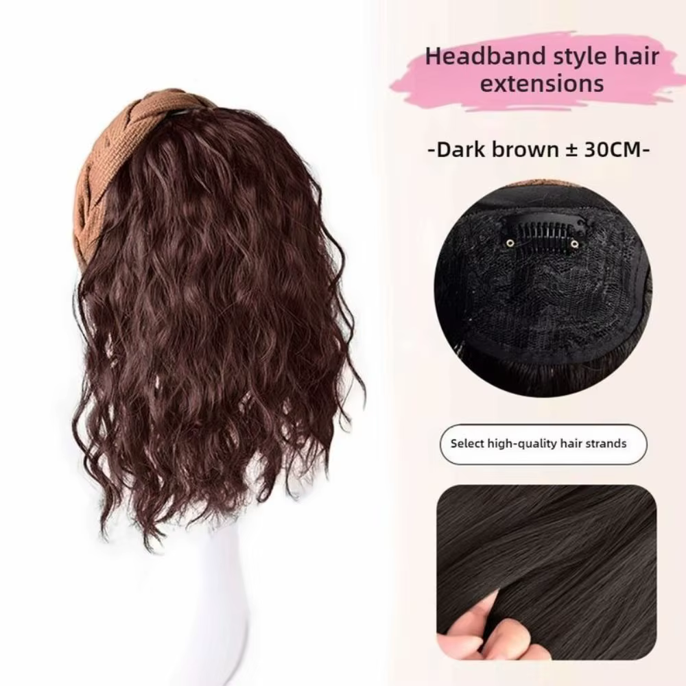 Extension capillaire synthétique longue ondulée bouclée, postiche naturelle en forme de U, demi-perr