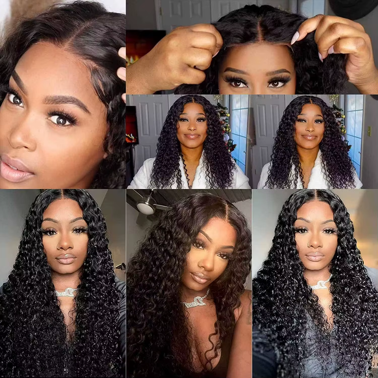 Perruque Cheveux Humains Ondulés Profonds 5x5 HD Lace Closure Bouclée Sans Colle Prête à Porter 4x4