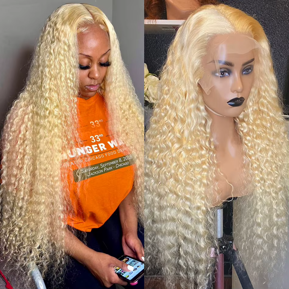 Silkwave 613 couleur blond miel 13x6 HD dentelle frontale perruque cheveux humains bouclés perruque