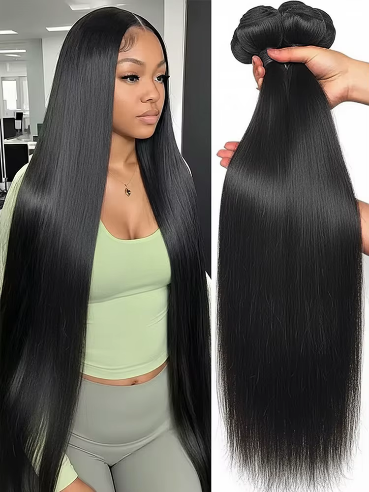 Extensions de Cheveux Humains Naturels Raides Comme des Baguettes, 36-40 Pouces, Cheveux Bruts, Lots