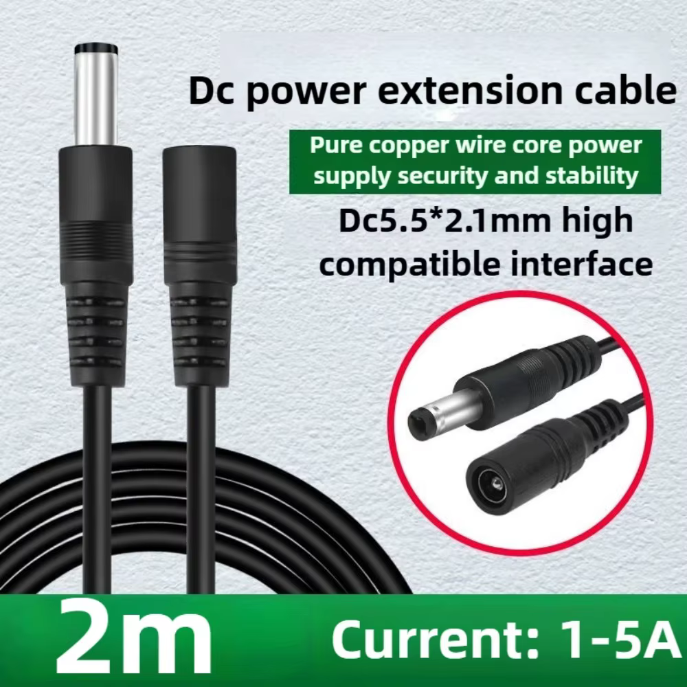 Câble d'extension d'alimentation pour caméra de Surveillance DC5521, 2m, Protection de sécurité, acc