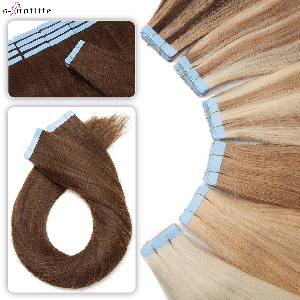 S-noilite 20 pièces bande dans les Extensions de cheveux cheveux humains 2.5g méga cheveux raides ch