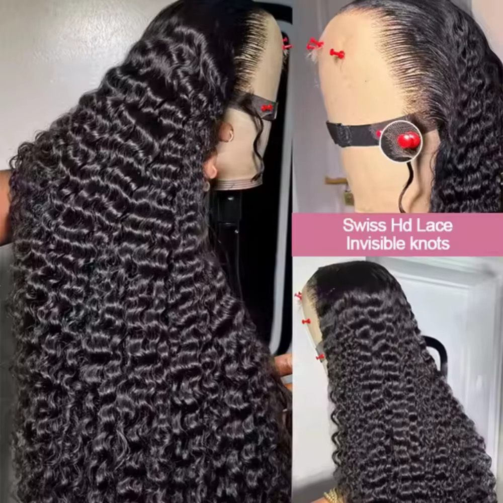 Perruque Lace Frontal Wig naturelle sans colle bouclée HD, 40 pouces, 13x4, 13x6, densité 200%, 5x5,