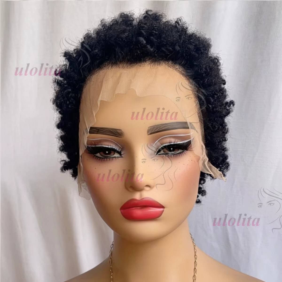 Perruque Courte Bouclée Naturelle en Cheveux Humains Premium 13x4 Lace Front, Couleur Naturelle, Che