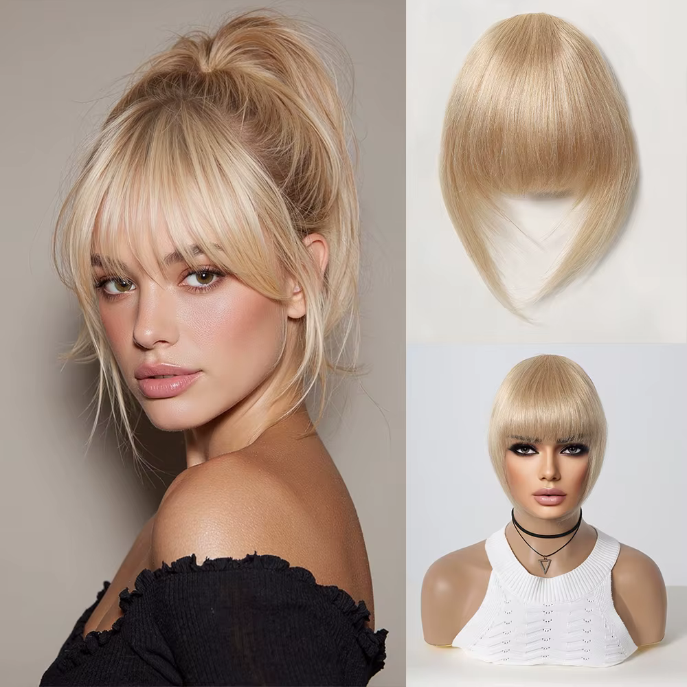 Clip en frange 100% cheveux humains frange français naturel blond cheveux frange avec branches pince