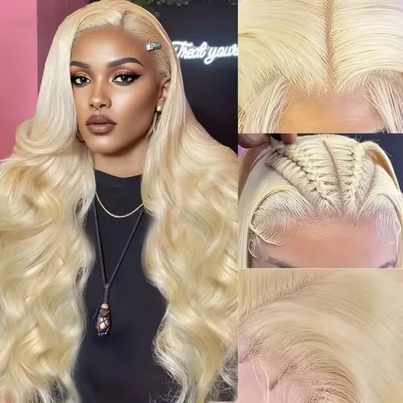 Vague de corps 613 Blonde 13x4 Hd dentelle avant perruques de cheveux humains 220% densité brésilien