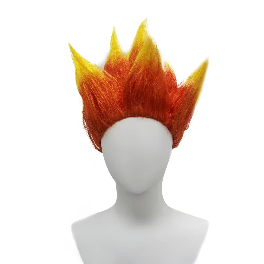 Perruque synthétique de personnage de film, coiffure flamme, coiffure goutte d'eau, coiffure tête d'