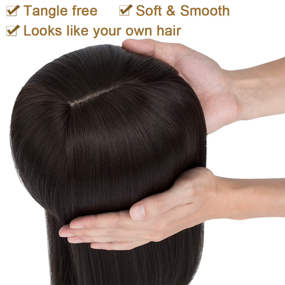 Benehair cheveux Toppers pour femmes 18 '' Striaght Topper cheveux avec frange pour cheveux aminciss