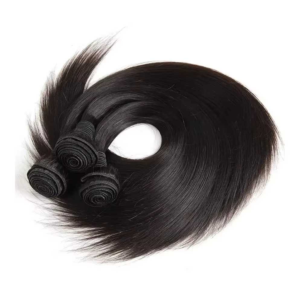 Lot de 3 ou 4 mèches de cheveux humains vierges brésiliens lisses comme des baguettes, 30 à 40 pouce
