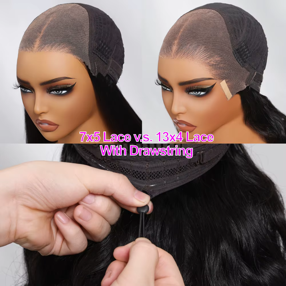 Unice cheveux cordon casquette 7x5 & 13x4 vague d'eau perruque de cheveux humains avec des cheveux d