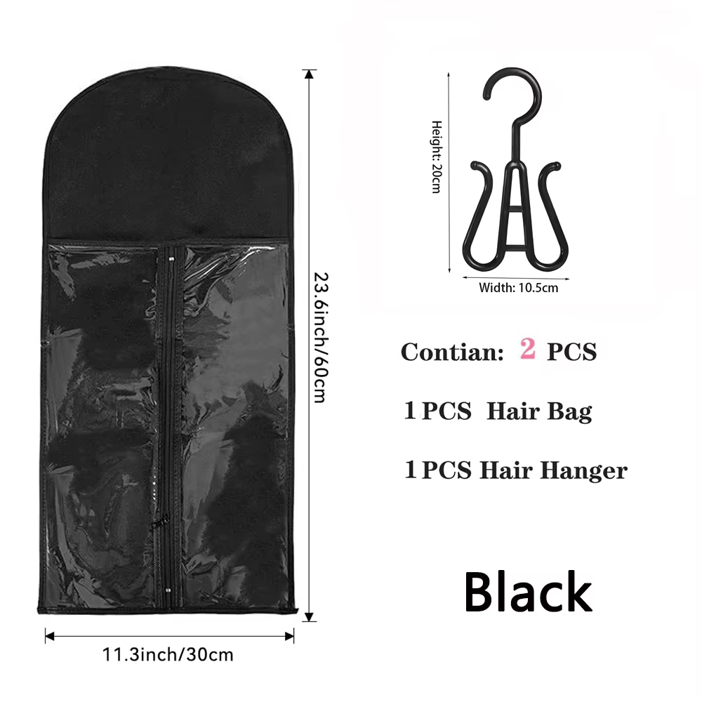 PRStyle-Cintre pour extensions de cheveux avec sac de rangement, support de rangement pour postiches
