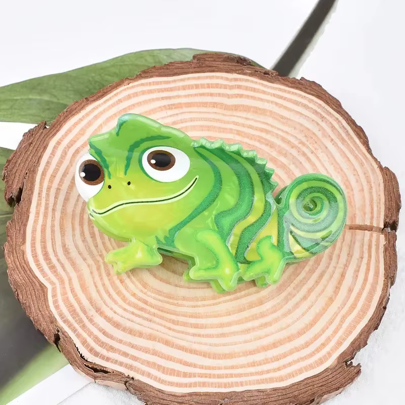 Pince à cheveux mignonne en forme de lézard vert, antidérapante, motif animal de dessin animé, pince
