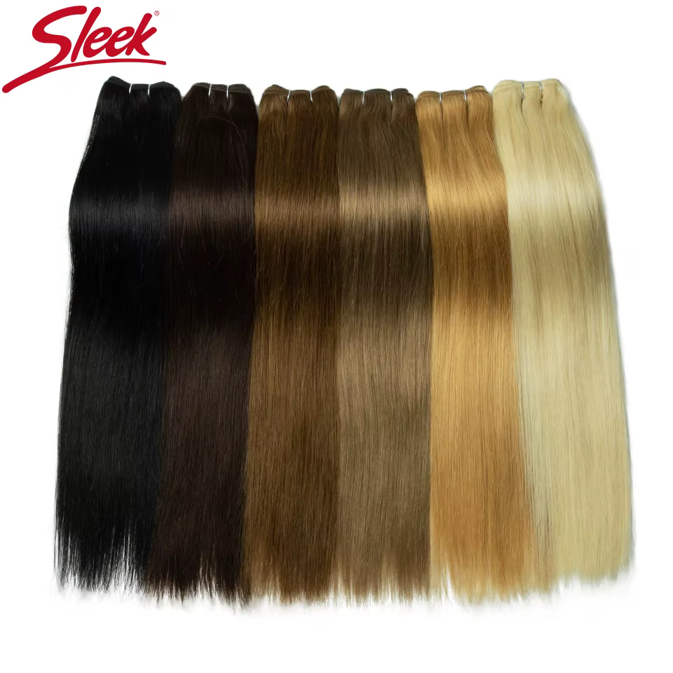 Lots de mèches de cheveux naturels élégants pour femmes 4 #   Extensions de cheveux humains couleur 