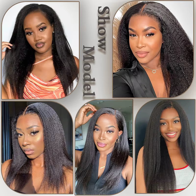 Perruque Yaki synthétique longue et crépue lisse, 16/22 pouces, cheveux doux et moelleux pour femmes