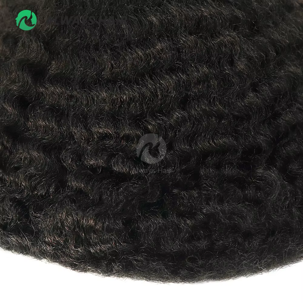 Afro toupet Curl 4mm 6mm 8mm 12mm 0.12-0.14mm peau Afro perruque pour hommes noirs vrais cheveux hum