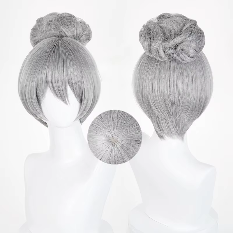 Perruque de Cosplay synthétique d'officier de lapin, cheveux longs argent-blanc, Texture moelleuse, 