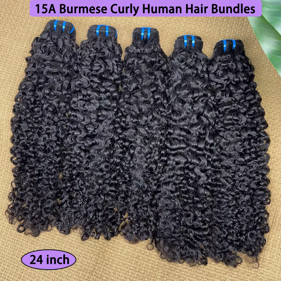 Mèches de cheveux bouclés birmans 18A, couleur naturelle # Extensions de tissage bouclées rebondissa