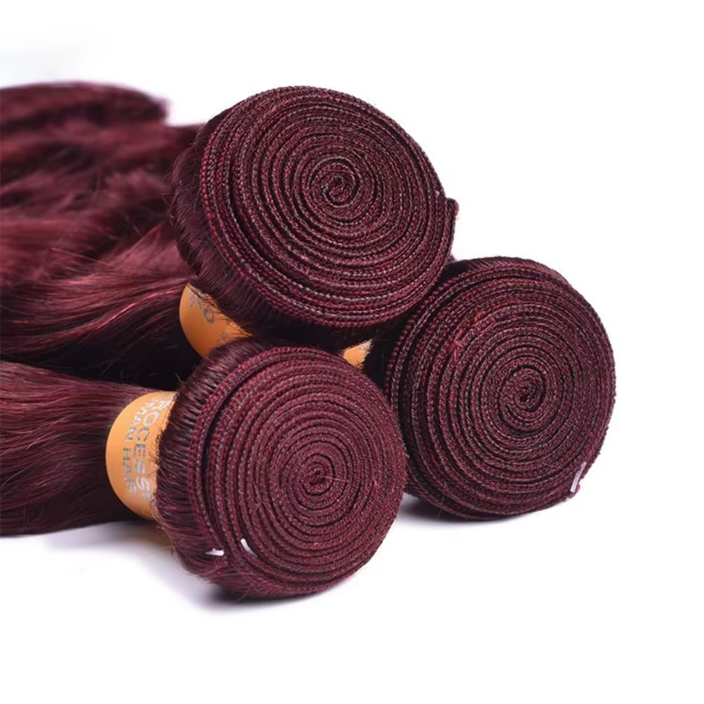 16A bordeaux 99j paquets de vague de corps couleur rouge paquets de cheveux humains 1/3/4 pièces Ext
