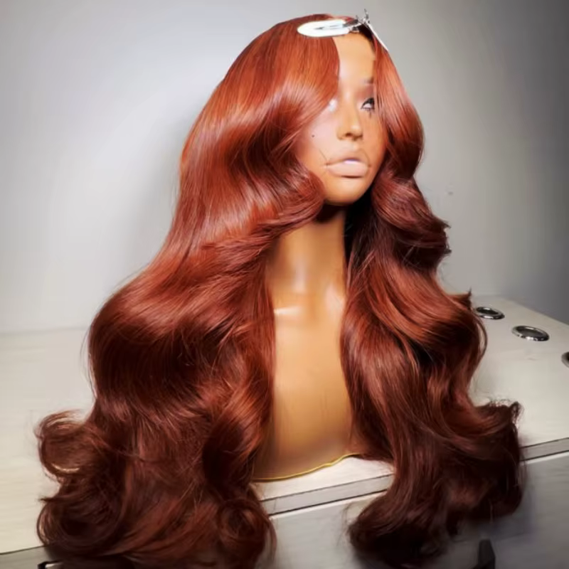 Perruque Brésilienne Naturelle Cheveux Humains Brun Rougeâtre, 13x6, 13x4, HD Transparent, 4x4, 5x5,