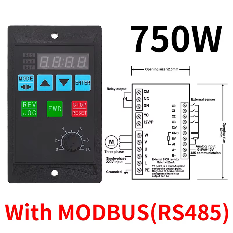 Convertisseur de fréquence onduleur électrique 1500W RS485 ajouter du pilote de moteur 0,75 kw 1,5 k