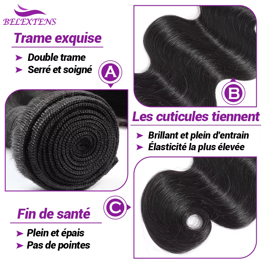 Body Wave Tissage Humain Hair 12-32 pouce Tissage Brésilien 100% Cheveux Humain Belextens Meche Tiss