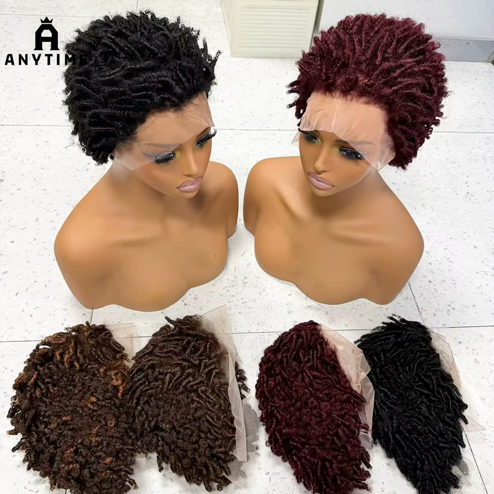 Perruque Afro Kinky Curly 4C en cheveux humains, densité 220%, dentelle transparente 13x4, tresses e