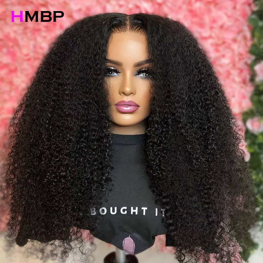 350 densité Afro crépus bouclés 360 sans colle pleine perruque de dentelle 13X6 HD dentelle frontale