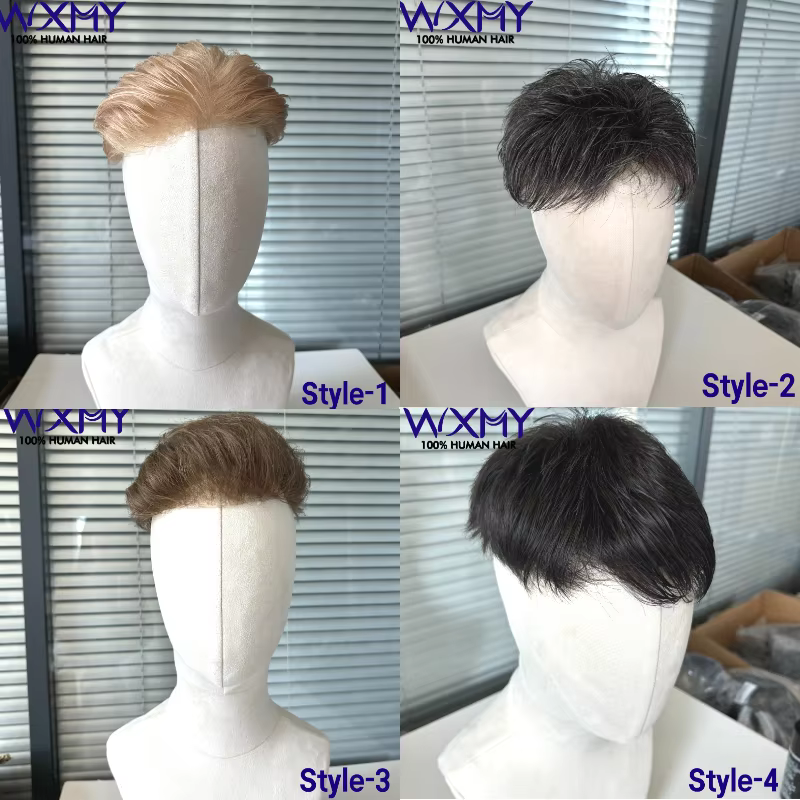 Toupet hommes 0.08-0.10mm Base de peau Durable homme perruque mâle cheveux prothèse coupe de cheveux
