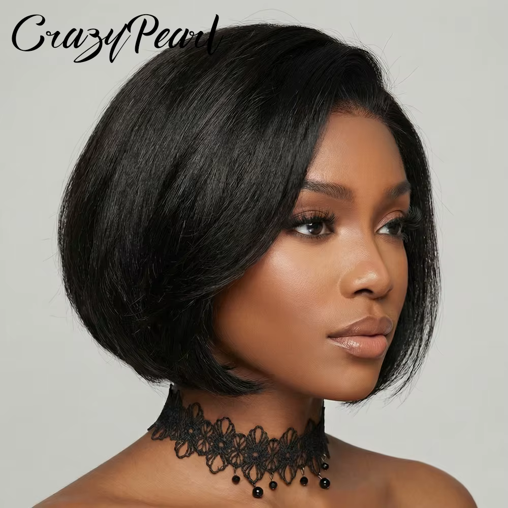 Perruque BOB 4x4 Closure Cheveux Humains Lisses Courts Noir Naturel Cheveux Brésiliens Remy Pré-Pluc