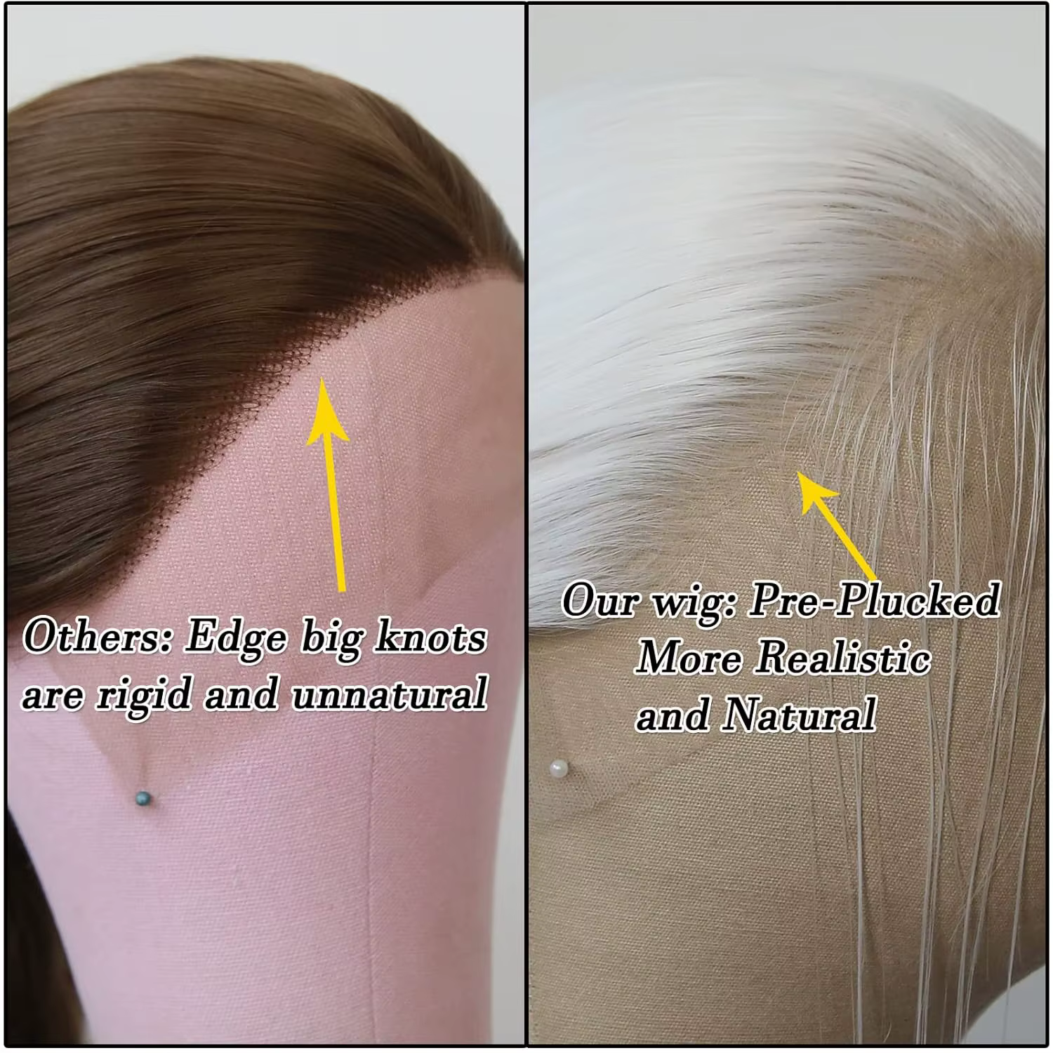 Perruque Lace Front Wig synthétique lisse et longue, cheveux lisses, platine blanc, naturel, demi-ma