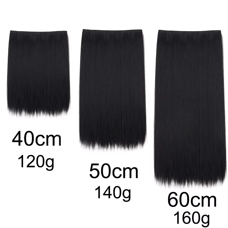 Extension capillaire synthétique épaisse à 5 Clips, postiche longue et lisse, 16 pouces, 20 pouces, 