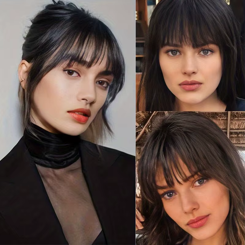 Synthétique court droit pince en frange frange noir Air frange Extension de cheveux cheveux frange p