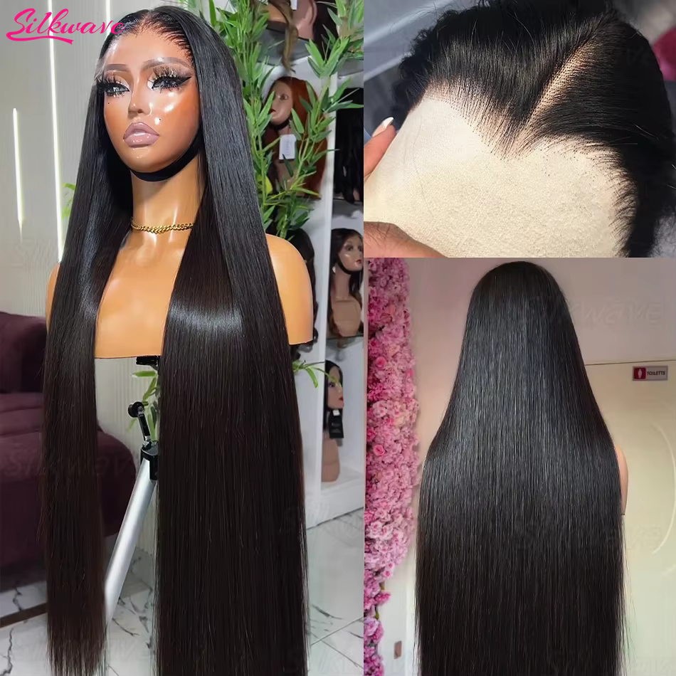 Perruques frontales en dentelle HD Silkwave 30 40 pouces 13x4 13x6, cheveux humains lisses, prêtes à