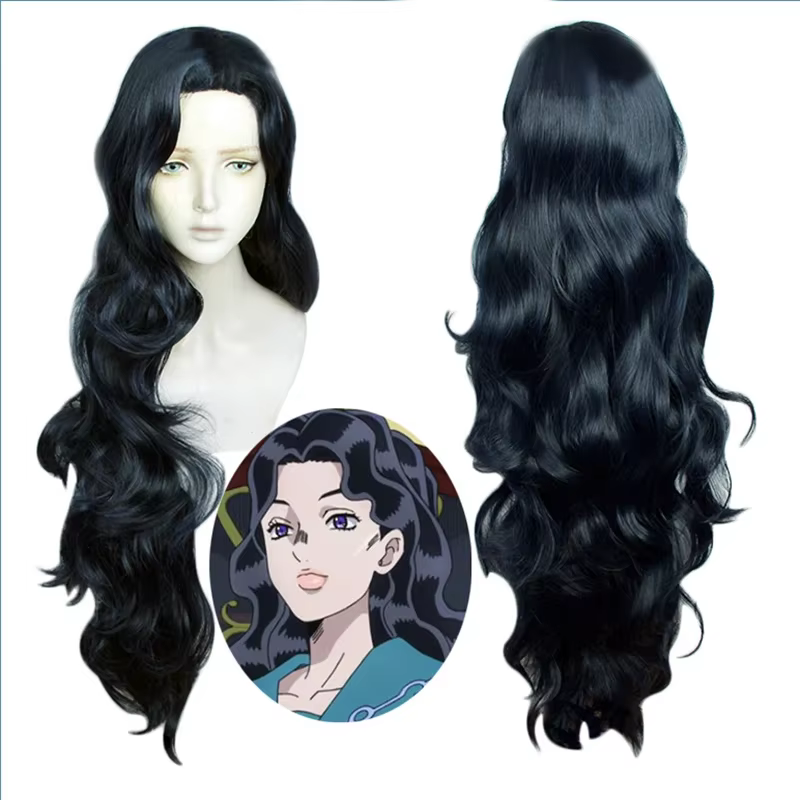 Yamagishi Yukako 120 cm longue perruque Cosplay noir bleu résistant à la chaleur perruque de cheveux