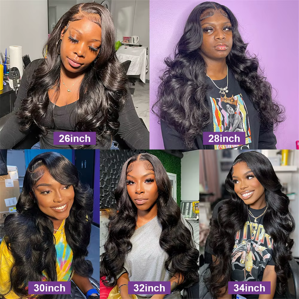 Perruque Lace Front Wig Body Wave Brésilienne Naturelle Sans Colle, Cheveux Humains, 13x4, 13x6, 34