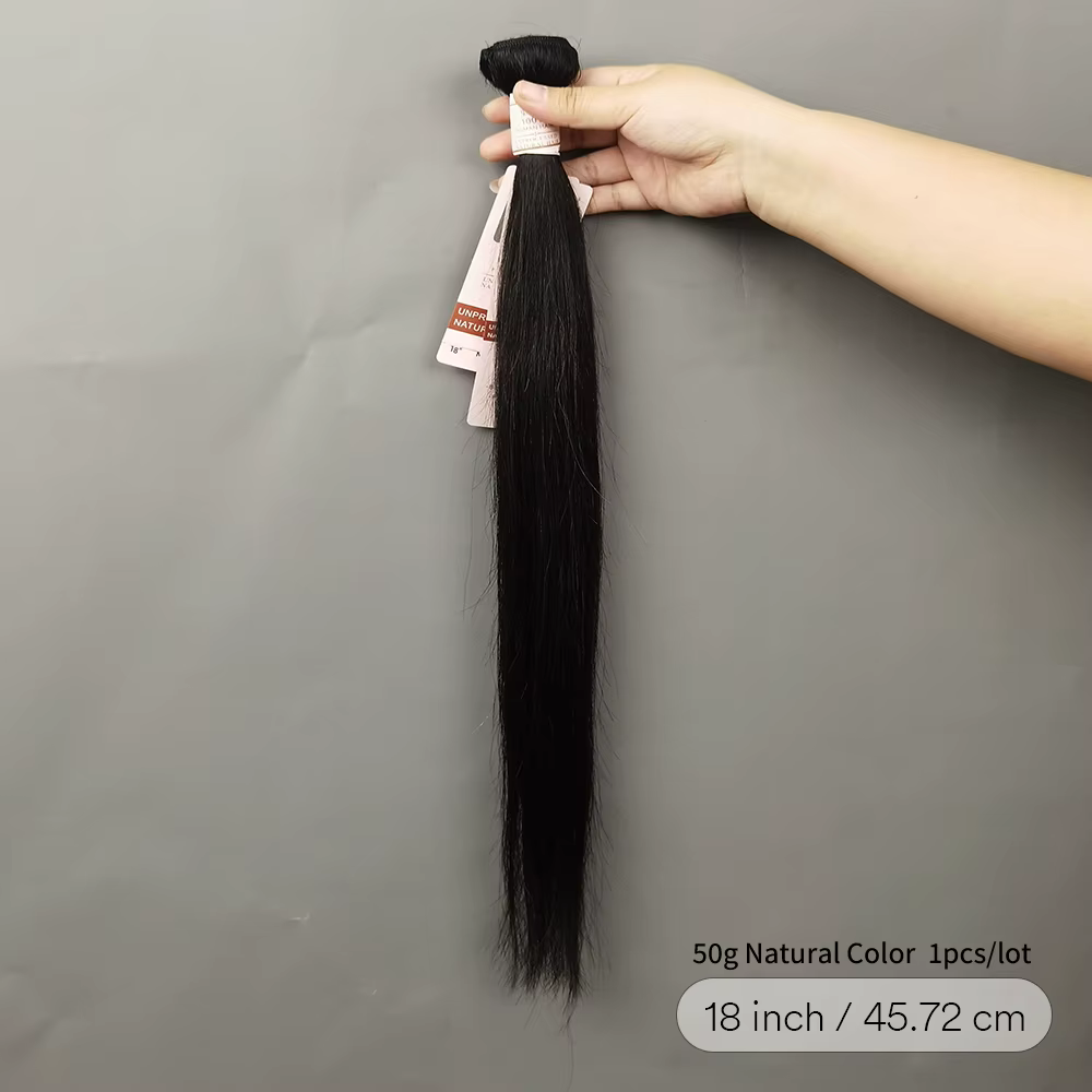 Tissage en lot 100% naturel brut noir naturel lisse, Extensions de cheveux, 10-30 pouces, 50 g/pièce