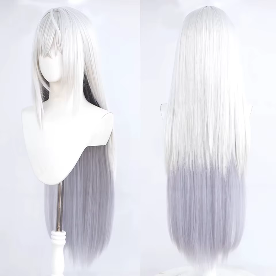 Perruque longue et droite blonde pour cosplay d'anime avec double queue de cheval, perruques Lolita
