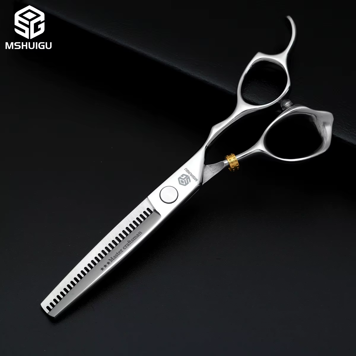 MSHUIGU – ciseaux de barbier professionnels de 6 pouces, en acier inoxydable 440C, lame inversée, ci
