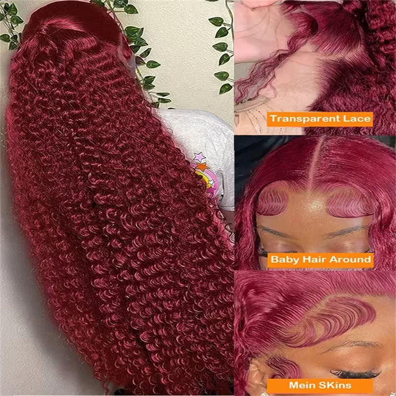 30 40 pouces 99J bordeaux 13x6 Hd dentelle frontale perruque de cheveux humains couleur rouge 13x4 d