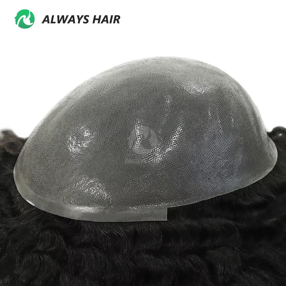 Afro toupet Curl 4mm 6mm 8mm 12mm 0.12-0.14mm peau Afro perruque pour hommes noirs vrais cheveux hum