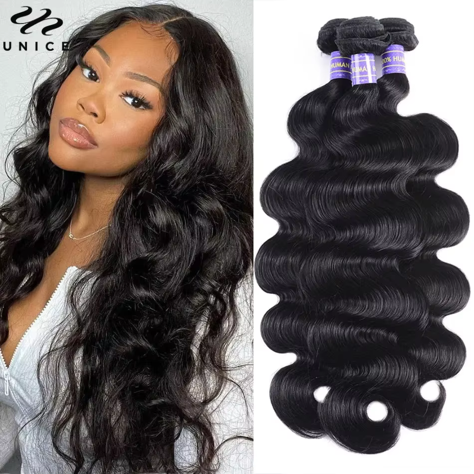 Mèches Body Wave 3/4 naturelles-UNice Hair, tissage rapide, extension de cheveux à coudre, Grade 8A,