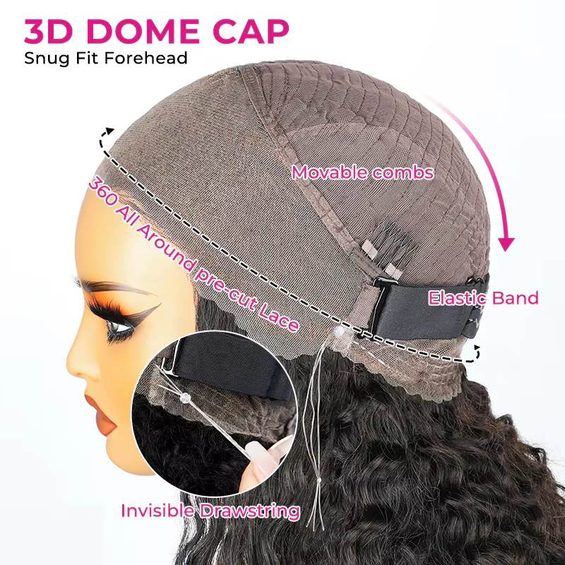 ISEE Hair 360 sans colle crépus perruque droite pré-coupée dentelle InvisiFit sangle mongole crépus