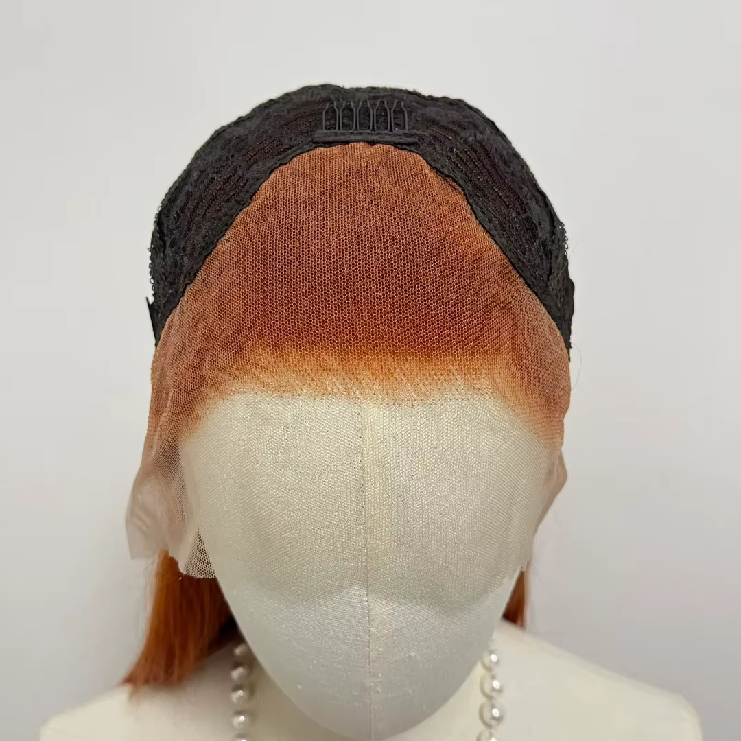Perruque Lace Front Wig synthétique Orange gingembre, 26 pouces, longue et lisse, 13x4, aspect natur