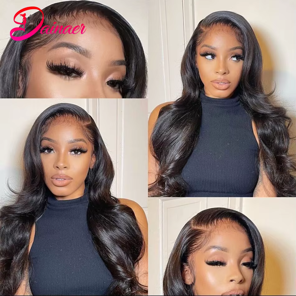 Perruque Lace Closure Wig indienne Remy, cheveux naturels, Body Wave, 4x4, 12-22 pouces