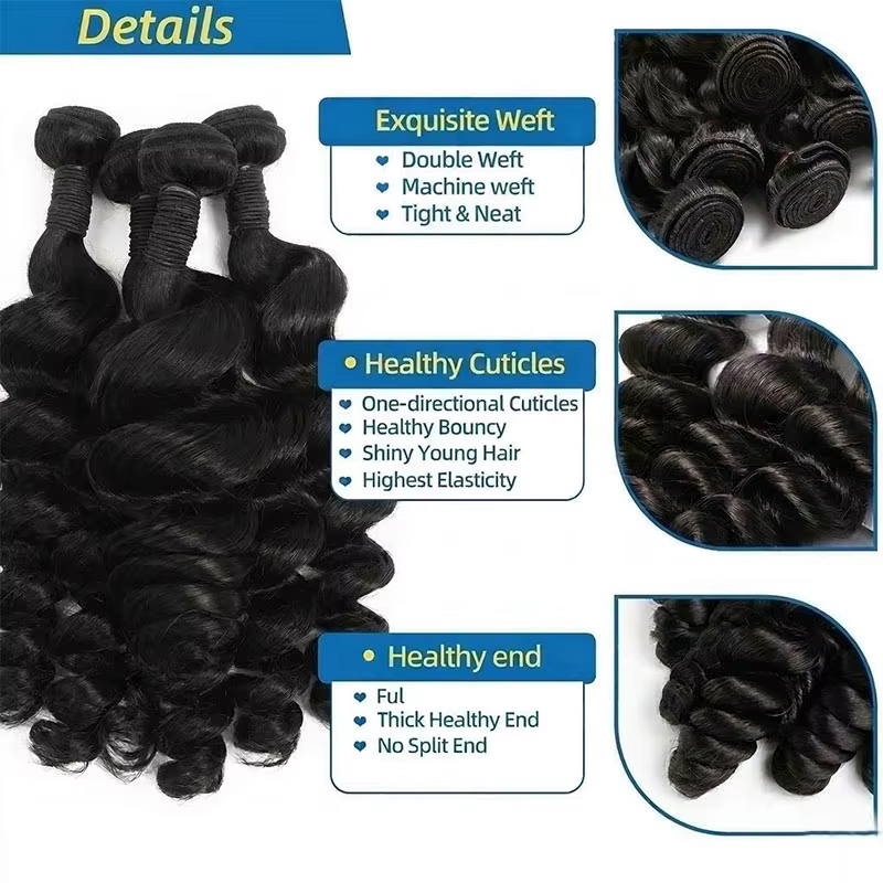 Extensions de Cheveux Humains Brésiliens Vierge Non Traités, Ondulés et Profonds, 30-40 Pouces, Lots