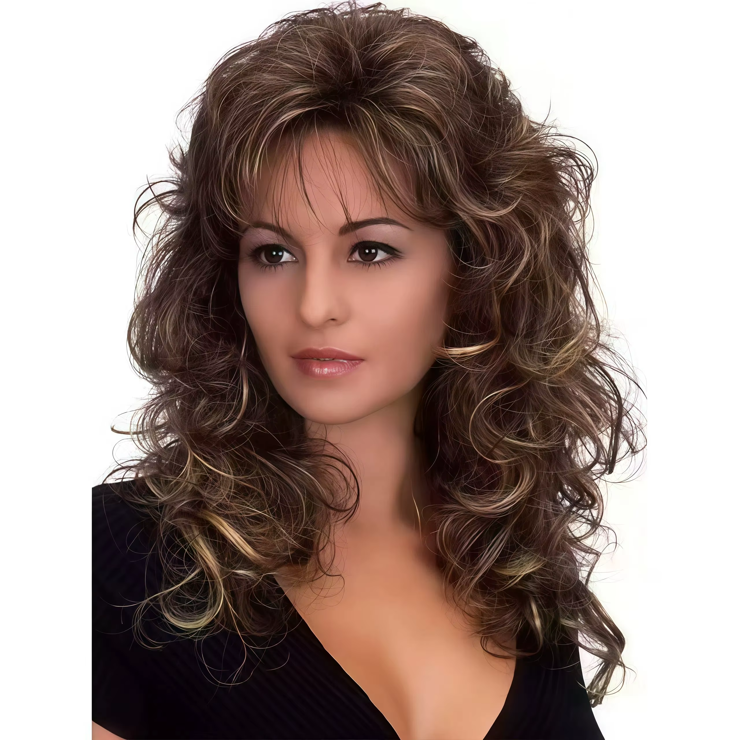 Perruque synthétique bouclée naturelle et volumineuse de 20 pouces pour femme, dégradé brun doré, av