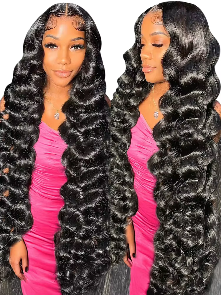 Perruque Lace Front Wig sans colle brésilienne naturelle-At, cheveux ondulés, 13x6, HD, deep water,