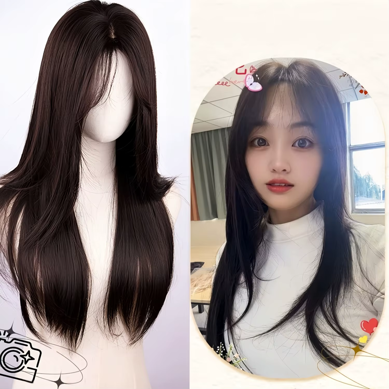 Perruque synthétique lisse noire naturelle de 28 pouces, adaptée aux femmes pour le carnaval, St. Jo